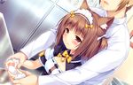  animal_ears azuki_(sayori) bell blush bow brown_eyes brown_hair catgirl game_cg headdress maid male minazuki_kashou nekopara ribbons sayori short_hair wristwear 