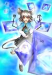  1girl animal_ears blue_cape cape capelet gem grey_hair highres looking_at_viewer medium_hair mouse_ears mouse_girl mouse_tail nazrin red_eyes shee_take solo tail touhou 