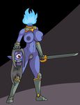  armor big_breasts breasts cyclops dullahan female fire fours_(artist) grey_hair hair headless melee_weapon nipples not_furry pubes pussy solo sword undead weapon 
