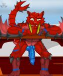 absurd_res anthro barioth biceps big_knot big_penis big_teeth blue_knot blue_markings blue_nipples blue_pawpads blue_penis capcom claws clothed clothing dragon duquedingo_(character) duqueofdingos erection european_mythology fangs flying_wyvern fur genitals hi_res huge_penis knot knot_root male mammal markings monster_hunter muscular muscular_anthro muscular_male mythological_creature mythological_scalie mythology nipples nude pawpads pecs penis red_body scales scalie smile solo spiked_penis spikes spikes_(anatomy) spines tail teeth thick_knot thick_penis topless topless_anthro topless_male vein veiny_knot veiny_penis western_dragon white_body white_fur wings wyvern yellow_eyes