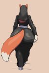 animated anthro biped butt canid canine clothed clothing female footwear fox fur hair high_heels jindragowolf mammal nun orange_body rear_view solo thick_thighs