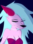 anthro blue_body blue_fur bodily_fluids breasts canid canine clothed clothing crying female fur hi_res mammal pink_body sad simple_background solo tears vivi_(vivzlover) vivzlover