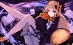  :o abigail_williams_(fate/grand_order) artist_name bangs black_bow black_dress black_footwear black_hat blonde_hair bloomers blue_eyes blush book bow bug butterfly commentary_request dress fate/grand_order fate_(series) gate globe hair_bow hat insect keyhole long_hair long_sleeves looking_at_viewer mary_janes object_hug open_book orange_bow parted_bangs parted_lips polka_dot polka_dot_bow reclining saika_(saika_nyan) shoes sleeves_past_wrists solo stuffed_animal stuffed_toy teddy_bear underwear very_long_hair white_bloomers 