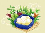  abaoyin brown_background cloud food food_focus no_humans painttool_sai_(medium) panda plant rabbit simple_background 