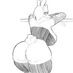 anthro anus arm_tuft armwear big_breasts boss_monster_(undertale) bovid breasts bunny_costume butt caprine clothed clothing costume digital_media_(artwork) easter fake_ears fake_rabbit_ears female fur genitals goat hair hi_res holidays horn legwear looking_at_viewer looking_back mammal mature_female playboy_bunny pussy resting_on_arms scut_tail short_tail shoulder_tuft simple_background solo sos_or_loss tail thigh_highs toriel tuft undertale undertale_(series) white_body white_fur
