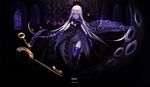  abigail_williams_(fate/grand_order) absurdres artist_name black_bow black_panties bow dark dated fate/grand_order fate_(series) grey_hair highres key keyhole long_hair looking_at_viewer orange_bow pale_skin panties purple_eyes solo tentacles underwear very_long_hair yun_lin 