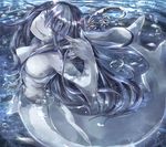  :p breasts fang fins gills long_hair mermaid monster_girl no_nipples original pippi_(artist) shark_girl underwater water webbed_hands wet 