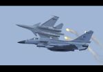  absurdres aircraft airplane fighter_jet flares_(countermeasure) highres indian_air_force j-10 jet military_vehicle mirroraptor original pakistan_air_force sky su-30 vehicle_focus 