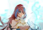  1girl alear_(female)_(fire_emblem) alear_(fire_emblem) blue_eyes blue_hair braid crossed_bangs crown_braid fire_emblem fire_emblem_engage heterochromia highres multicolored_hair red_eyes red_hair split-color_hair tiara two-tone_hair yi_12199 