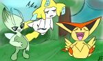 abdominal_bulge afraidpichu celebi generation_2_pokemon generation_3_pokemon generation_5_pokemon group hi_res jirachi legendary_pokemon nintendo pokemon pokemon_(species) victini vore