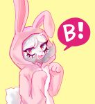 2022 anthro blush blush_lines bunny_costume clothing costume cute_fangs digital_media_(artwork) domestic_cat eyelashes felid feline felis female female_anthro fur grey_hair hair hi_res hoodie looking_at_viewer mammal open_mouth robo_(robosylveon) robosylveon solo tongue topwear white_body white_fur white_hair