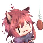  1boy animal_ears brown_hair brown_wings chicken_leg commentary_request demon_wings ear_wings fang fur_collar gyate_gyate hair_between_eyes highres lanmei_jiang male_focus medium_bangs medium_hair open_mouth ragnarok_online shadow_chaser_(ragnarok_online) sidelocks simple_background solo tail tail_wagging tongue tongue_out upper_body white_background wings wolf_boy wolf_ears wolf_tail |_| 