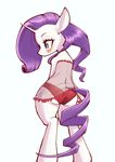  2017 blue_eyes blush butt clothing conbudou cutie_mark equine eyebrows eyelashes female friendship_is_magic hair horn lingerie looking_away makeup mammal mascara my_little_pony panties pose purple_hair rarity_(mlp) simple_background solo standing underwear unicorn white_background 