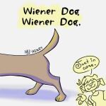  ambiguous_gender anthro bird_dog canid canine canis dachshund domestic_dog duo eyes_closed golden_retriever henry_(centertale) htjz-jhon hunting_dog male mammal retriever shaded simple_background simple_shading smile speech_bubble tail text 