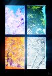  absurdres autumn autumn_leaves bare_tree cherry_blossoms highres light_rays nature no_humans original scenery seasons signature skyrick9413 spring_(season) summer tree window winter 