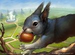  2017 alradeck ambiguous_gender black_fur day detailed_background digital_media_(artwork) feral fur magic_the_gathering mammal nut official_art outside rodent sky solo squirrel whiskers 