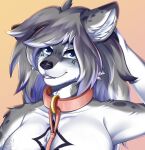 absurd_res anthro canid canine canis collar digital_media_(artwork) fan_character fangs female fkk hi_res mammal smile solo teeth wolf