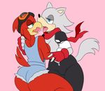  2017 animal_humanoid anthro anthrofied avian beak big_breasts big_butt bird blue_eyes blush breasts butt canine clothing cute digital_media_(artwork) eyelashes fan_character fangs female female/female fingerless_gloves gloves hi_res humanoid kissing mammal metalling open_mouth rosa_(sssonic2) saliva scarf simple_background skinsuit sonic_(series) sonic_forces teeth tight_clothing wolf 