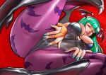 animal_humanoid armwear bat bat_humanoid breasts butt capcom clothing colored_nails darkstalkers female footwear hair hi_res humanoid light_body light_skin long_hair mammal mammal_humanoid morrigan_aensland nails rankgo simple_background solo wings