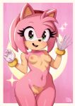  absurd_res amy_rose anthro erect_nipples eulipotyphlan female gesture gravydood heart_(marking) heart_eyes heart_symbol hedgehog hi_res looking_at_viewer mammal markings navel nipples nude pink_body sega simple_background smile solo sonic_the_hedgehog_(series) waving 