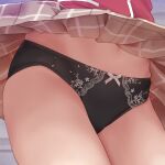  1girl black_panties bow bow_panties close-up clothes_lift commission crotch_focus love_live! love_live!_school_idol_musical lower_body panties pixiv_commission plaid plaid_skirt school_uniform skirt solo takizawa_anzu torimaru underwear upskirt 