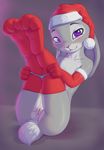  2017 anthro anus armwear blush breasts christmas claws clitoral_hood clitoris clothing disney elbow_gloves female flat_chested gloves hat hi_res holidays judy_hopps lagomorph legs_raised legs_up legwear looking_at_viewer mammal panties panties_down pink_nose presenting presenting_pussy purple_eyes pussy rabbit rysonanthrodog santa_hat seductive simple_background smile solo stockings toe_claws underwear zootopia 