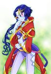 blue_eyes blue_hair blue_skin breasts character_request cleavage commentary_request covered_nipples graphite_(medium) hair_ornament large_breasts long_hair millipen_(medium) onnaski solo super_robot_wars super_robot_wars_bx traditional_media underboob 
