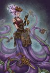 apron armlet cecaelia cephalopod choker clothing corset female gloves green_eyes hair harpyqueen knife lingerie marine merfolk octomaid octopus pointy_ears purple_hair purple_skin solo steampunk tentacles tools welding_mask wire wrench 