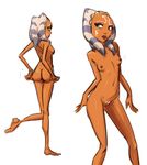  ahsoka_tano alien blue_eyes breasts brown_nipples butt clone_wars clothing female front_view full-length_portrait humanoid looking_away looking_back multiple_poses navel nipples not_furry on_one_leg orange_skin panties panties_down portrait pose pussy raised_leg rear_view side_boob simple_background skinny smile solo standing star_wars togruta tourbillon underwear undressing white_background 