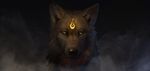  ambiguous_gender black_fur canine fur looking_at_viewer mammal mist pherigo scar wolf yellow_eyes 