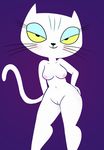  anthro bedroom_eyes breasts cartoon_network cat eyelashes eyeshadow feline female foster&#039;s_home_for_imaginary_friends fur half-closed_eyes makeup mammal nipples nude pussy seductive simple_background smile solo unknown_artist whiskers white_fur wide_hips yellow_eyes 