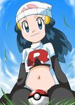  censored elbow_gloves hainchu happy hikari_(pokemon) miniskirt pokeball pokemon pokemon_(anime) team_rocket team_rocket_(cosplay) 