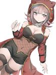  arm_guards artist_name bare_shoulders blush breasts cleavage collarbone danganronpa dutch_angle eyebrows_visible_through_hair eyelashes fishnet_legwear fishnets flipped_hair hand_up highres hood large_breasts looking_to_the_side midriff mole mole_on_breast nanami_chiaki navel open_fly pink_eyes pink_hair qosic see-through sengoku_asuka_zero short_hair shorts simple_background solo super_danganronpa_2 thighhighs white_background 