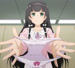  black_hair green_eyes imouto_sae_ireba_ii long_hair mikuniyama_kaiko panties screencap underwear 