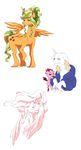  applejack_(mlp) bat_wings blonde_hair blue_eyes clothing crying equine fan_character feathered_wings feathering feathers friendship_is_magic fur green_hair hair hooves horn leaves mammal membranous_wings my_little_pony old orange_fur pikokko pink_fur pink_hair prince_blueblood_(mlp) princess_celestia_(mlp) robe sad smile tears white_fur winged_unicorn wings yellow_eyes 