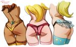  artist_name ass blonde_hair blue_legwear brown_hair dark_skin dated frilled_panties frills from_behind lingerie long_hair mario_(series) mina_cream multiple_girls panties pink_legwear princess_daisy princess_peach rosetta_(mario) simple_background sketch standing super_mario_bros. thigh_gap thighhighs underwear underwear_only white_background yellow_legwear 