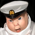  angry baby black_background commentary_request crazy_mean_baby grey_eyes harau hat kantai_collection little_boy_admiral_(kantai_collection) looking_at_viewer male_focus meme military military_hat military_uniform naval_uniform open_mouth peaked_cap simple_background solo uniform 