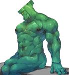  2016 abs alien anthro ben_10 cartoon_network diamondhead humanoid male multimedia_(artist) muscular muscular_male navels nipples not_furry nude pecs petrosapien sitting yellow_eyes 