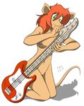  2017 anthro barely_visible_genitalia breasts clitoral_hood female green_eyes guitar hair hi_res kneeling mammal mary_(sailoranna) mouse musical_instrument navel nipples nude pussy red_hair rodent sailoranna simple_background small_breasts solo subtle_pussy white_background 