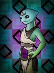  2017 abs alien bulge cloth clothed clothing cute digital_media_(artwork) f&#039;lix geno28_(artist) humanoid jewelry loincloth male martian necklace shorts signature smile solo webbing 