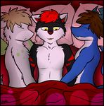  bed blep canine captainzepto dragon fox group group_sex handjob lagomorph male male/male mammal navarchus_zepto rabbit sex sleep_sex sleeping stan_luckbun threesome tongue tongue_out wig 