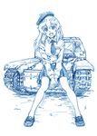  anzio_school_uniform bbb_(friskuser) beret carpaccio carro_veloce_cv-33 caterpillar_tracks commentary_request girls_und_panzer ground_vehicle hair_between_eyes hat highres long_hair looking_at_viewer md5_mismatch military military_vehicle monochrome motor_vehicle necktie open_mouth pantyhose pleated_skirt sitting skirt smile solo tank 