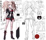  bangs bear_hair_ornament blonde_hair blue_eyes boots breasts character_sheet choker cleavage collarbone color_guide concept_art danganronpa danganronpa_1 enoshima_junko fingernails full_body hair_ornament high_heel_boots high_heels komatsuzaki_rui light_smile lineart long_fingernails long_hair medium_breasts miniskirt multiple_views nail_polish necktie official_art plaid plaid_skirt pleated_skirt red_nails reference_sheet school_uniform simple_background skirt spoilers standing translation_request twintails 