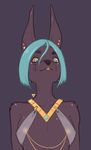  anthro blue_hair breasts canine clothed clothing dark_fur dog domination dominatrix egyptian female fur hair invalid_color jackal jewelry kay_(character) mammal nipple_chains nipple_piercing nipples piercing skimpy wolfade 