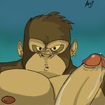  aji_arts ape big_pecs gorilla male mammal muscular nipples nude pecs penis precum primate uncut 
