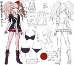  bangs blue_eyes boots bow breasts bunny_hair_ornament character_sheet collarbone color_guide concept_art danganronpa danganronpa_1 enoshima_junko fingernails freckles full_body hair_bow hair_ornament high_heel_boots high_heels ikusaba_mukuro komatsuzaki_rui lineart long_fingernails long_hair looking_at_viewer miniskirt necktie official_art pleated_skirt reference_sheet school_uniform simple_background skirt sleeves_rolled_up small_breasts smile standing twintails 