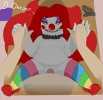  clothing clown demon dot_(mcnasty) duo eyeshadow female female_focus footwear hair hand_holding high_heels humanoid leggings legwear makeup male male/female mcnasty not_furry overweight penis pussy red_hair sex shoes short_stack slightly_chubby solo_focus thick_thighs vaginal 