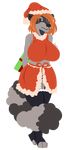  2017 absurd_res anthro arms_behind big_breasts blue_eyes blush breasts christmas clothed clothing digital_media(artwork) female fully_clothed fur gift gry_fur hair happy hat hi_res holidays invalid_tag legwear long_hair looking_at_viewer mammal mary_the_raccoon meryiel paws pinup pose procyonid raccoon red_hair santa_hat skirt slightly_chubby smile solo standing stockings toony 