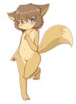  anthro barely_visible_genitalia blue_eyes breasts canine cub female flat_chested fox mammal nipples pussy simple_background solo subtle_pussy young 