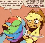  ! 2013 applejack_(mlp) bitchslap blonde_hair christmas comic dialogue duo earth_pony english_text equine female friendship_is_magic green_eyes hair hat holidays horse interrupted mammal meme multicolored_hair my_little_pony one_panel_comic open_mouth orange_background parody perrydotto pony rainbow_dash_(mlp) rainbow_hair simple_background slap speech_bubble teeth text tongue 